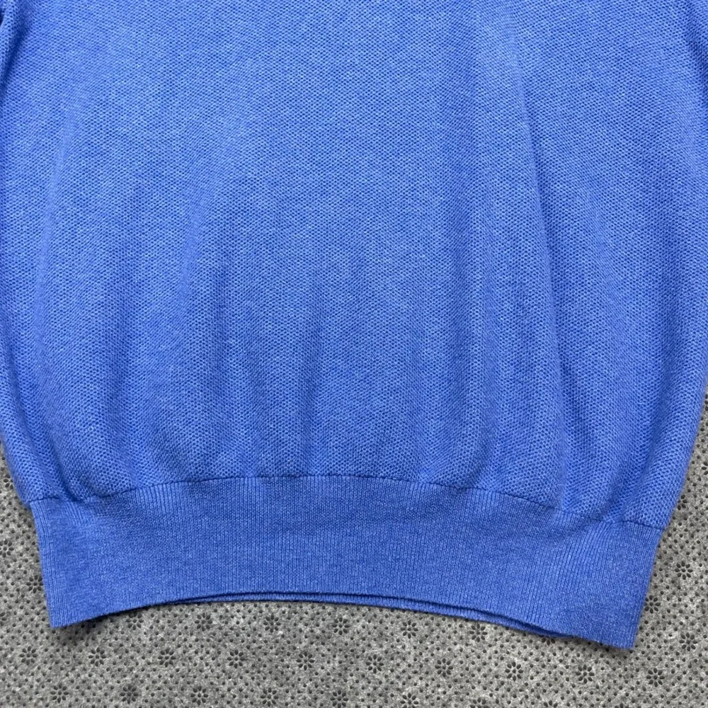 Polo Ralph Lauren Blue Pima Cotton Quarter Zip Sweater Mens XL Pony‎ Logo